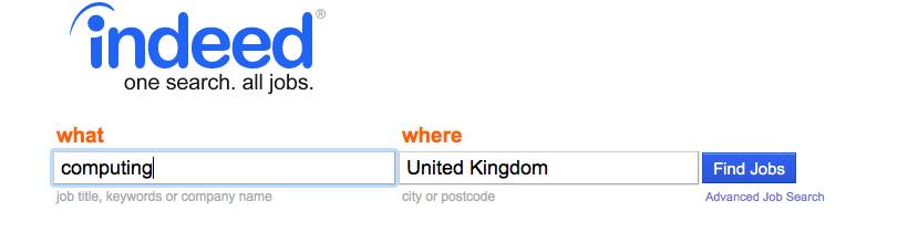 Capture d'écran du site indeed